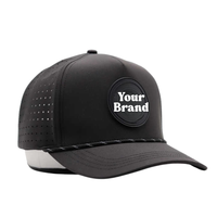 Casquettes de baseball en caoutchouc avec logo personnalisé, casquettes de baseball à 5 panneaux pour hommes, imperméable, trou découpé au laser.