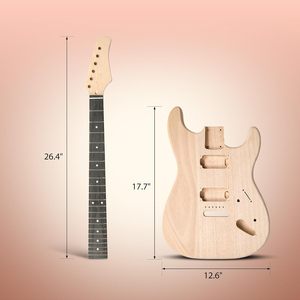 GALYDA DIY <b>Electric</b> Guitar <b>Kit</b> 6 Strings poplar Body Maple Neck Unfinished All Parts Included Build Your Own - Product Image 6
