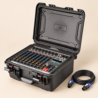 Console de mixage portable 8 canaux avec amplificateur intégré, effets numériques et étui de transport pour la musique live et les événements religieux