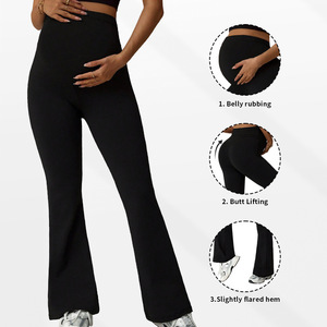 3057 Europe et États-Unis Automne <span class=keywords><strong>Hiver</strong></span> Nouveaux Pantalons Évasés Taille Haute pour Femmes Enceintes Leggings de Maternité pour le Ventre et les Hanches - Product Image 4