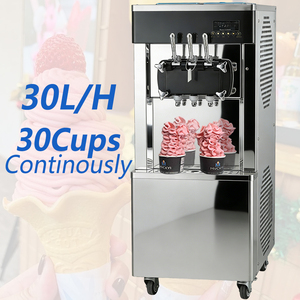 Machine à glace molle commerciale à trois poignées et trois saveurs, en acier inoxydable 304, haute efficacité, grande capacité - Product Image 1