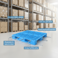 Palette en plastique Euro robuste à simple face 4 voies avec structure en acier