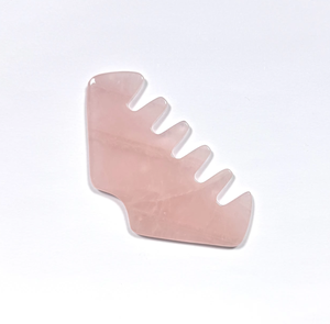 Herramienta de masaje Gua Sha de cuarzo rosa pulido a mano para el cuidado del cabello, peine de cristal para masaje de cabeza, productos de bienestar para spa y cuidado de la salud. - Product Image 3