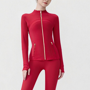 USA Oversea Warehouse <b>Yoga</b> Set Breathable Lightweight Women's <b>Yoga</b> <b>Jacket</b> <b>Yoga</b> Top Women Tracksuit with Gold Zipper Gym Fitness - Product Image 1