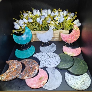 Cristallo Naturale di Zoisite Rosa a Prezzo all'Ingrosso, Materiales Misti di Amazonite, Intaglio a Luna in Cristallo, Artigianato Curativo in Quarzo Trasparente per Regali - Product Image 1