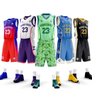 Logo kustom kualitas tinggi olahraga sublimasi pakaian basket cepat kering desain baru Jersey pria seragam basket