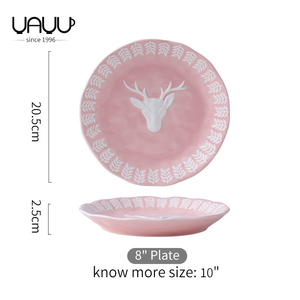 Assiettes de Noël rondes roses attrayantes de qualité supérieure, <span class=keywords><strong>design</strong></span> spécial, <span class=keywords><strong>assiette</strong></span> en céramique pour <span class=keywords><strong>dessert</strong></span> - Product Image 6