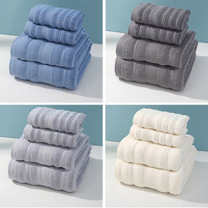 Ensemble de serviettes cadeau en pur coton, motif vaguelettes d'eau, personnalisable pour entreprise, gris foncé - Product Image 4