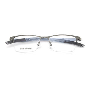 Monture de lunettes demi-cerclée en métal pour hommes, style décontracté, verres rectangulaires en acrylique, légère, durable, antidérapante 34869 - Product Image 1