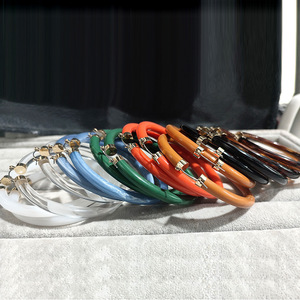 Luoyan moda estate trasparente trasparente grandi <span class=keywords><strong>orecchini</strong></span> a cerchio in acciaio inox acrilico placcato oro colorato <span class=keywords><strong>orecchini</strong></span> a cerchio in resina 2023 - Product Image 2