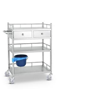 Chariot de traitement médical de conception moderne de chariot de secours d'hôpital d'acier inoxydable avec des caractéristiques multiples de roues abordables - Product Image 2