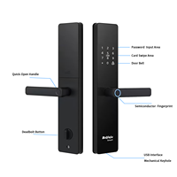 Serrure de porte électrique à commande à distance via l'application TTlock, serrure intelligente à empreintes digitales, mot de passe, carte-clé, serrure numérique intelligente pour porte d'entrée en bois ou en acier