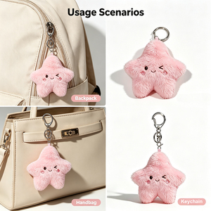 Llavero de Peluche Personalizado con Forma de Estrella, Adorno de Animal Marino Suave para Mochila, Bolso, Llaves, Adolescentes, Mujeres, Decoración Diaria - Product Image 3
