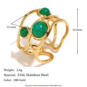 Estilo Europeo Americano Retro 18K oro estrella de mar piedra preciosa He luz transfronteriza joyería de lujo anillos de moda de acero inoxidable - Product Image 3