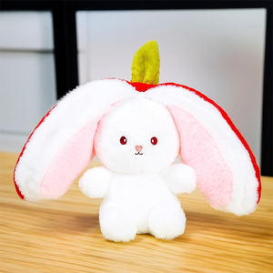 U271 Reversible mềm thỏ đồ chơi sang trọng màu đỏ dâu Thú nhồi bông cho cô gái và chàng trai món quà sinh nhật Reversible Bunny sang trọng - Product Image 5
