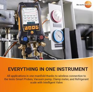 Testo 558s AC Manifold Gauge Set HVAC 2X115i Pipe <b>Clamp</b> Thermometer 4 <b>Hoses</b> 4-Way USB-C High Accuracy 1-Year Warranty IP65 - Product Image 3