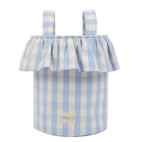 Sac fourre-tout à double poignée à volants bleu clair à carreaux pour maman, grand espace, organisateur de rangement pour bébé, voyage et crèche