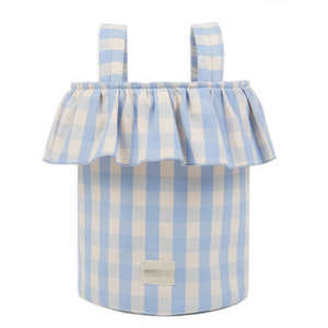 Sac fourre-tout à double poignée à volants bleu clair à carreaux pour maman, grand espace, organisateur <span class=keywords><strong>de</strong></span> rangement pour bébé, voyage et crèche - Product Image 3