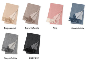 Bufanda Reversible de Doble Cara, Mezcla de Lana, Chal Cálido para Invierno, Envoltura para el Cuello con Detalle de Borlas Acabadas a Mano - Product Image 2