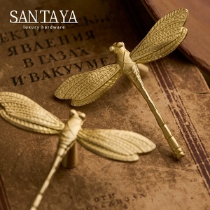 Santaya Brushed Brass Handles Dragonfly Shaped for Kitchen Cabinets Bedroom Wardrobe Drawer <strong>Knobs</strong> and Furniture Handle - Product Image 5