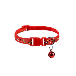 KingHon Polyester Bone Shape Printing <b>Cat</b> <b>Collars</b> With Bell Adjustable <b>Quick</b> <b>Release</b> Buckle <b>Collar</b> Small Dog <b>Collar</b> - Product Image 6