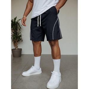 Shorts décontractés pour hommes FOXA, séchage rapide, taille élastique avec cordon de serrage, légers, vêtements de sport, shorts de plage, motif à rayures latérales - Product Image 2