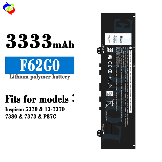 Factory Wholesale Laptop Battery F62G0 38WH for Dell Inspiron 5370 13-7370 7380 7373 P87G