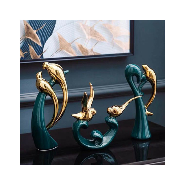 Nordic light luxury creative wine cabinet decorazione ceramica love bird statue decorazione della casa libreria soggiorno decor pieces