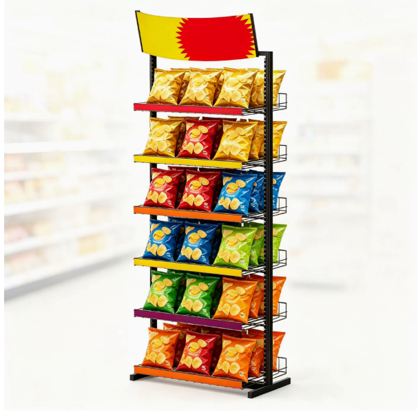 Freestanding Multi-Tier Snack Potato Chips Display Stand Merchandising ...