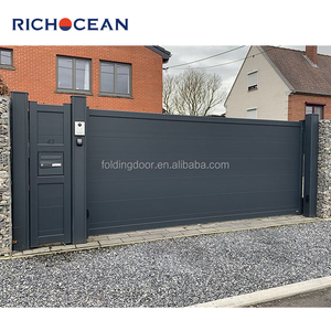 Richocean bên ngoài nhà cửa nhôm an toàn cửa trượt cửa chính cổng điện cắt thiết kế cửa đôi - Product Image 1