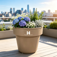 Jardinière classique minimaliste conique en métal, pot de fleurs avec logo personnalisé thermolaqué pour hôtel, patio, jardin (vente en gros)