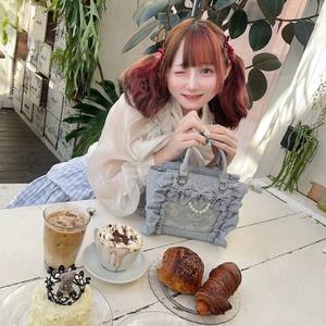 Bolso de Hombro Japonés AnkRouge para Hombre, con Volantes, Lazo de Piel, Cierre de Cremallera, Mediano, Estilo Portátil, Insignia Crosswalm, Verano 2024, Poliéster - Product Image 3