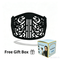 Bandeau Hijab Femme Noir Géométrique en Nylon Sablé Mat, Élégant, Durable, de Haute Qualité, Creux, pour le Front, pour Mariage et Tenue Musulmane