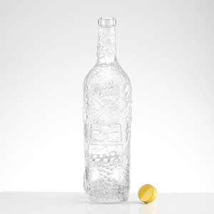 Botellas de vidrio antideslizantes con hojas talladas de 750 ml para vodka, licor, Ginebra, ron, Tequila, whisky, brandy, licores, botella de vidrio - Product Image 2