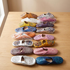 Sandalias de Cuero Genuino Bordadas para Mujer, con Punta en Pico, Ligeras, Transpirables, para Todas las Temporadas, Suaves, para Interiores - Product Image 3