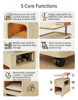 Mobilier pour animaux de compagnie multifonctionnel : Maison mobile pour chat avec roulettes, lit roulant en bois, étagère de rangement latérale, décoration intérieure