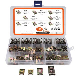 110 pièces de clips en U # Kit d'assortiment de clips universels pour voiture 6/8/10/12, attaches de remplacement pour pare-chocs, tableau de bord, panneau de porte, garniture intérieure - Product Image 1