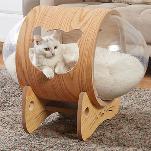 通気性のある高級ペット家具木製猫犬ベッドケージカプセルハウス屋内 - Product Image 3