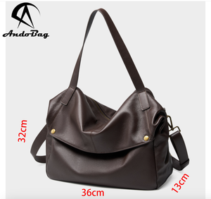 Sac fourre-tout d'épaule en cuir de vachette souple Andong pour femme, idéal pour les voyages, le quotidien, le travail, et les sorties en extérieur – Sac bandoulière et sac à main - Product Image 3