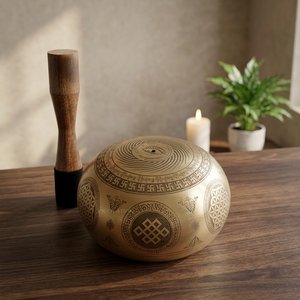 Cuencos Tibetanos de Bronce de Alta Calidad con Sonido Martillado para Meditación, con Mazo y Cojín - Product Image 3