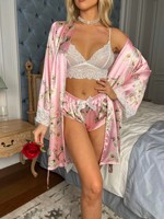Peignoir court en satin de luxe pour femme, respirant, 100 % polyester, idéal pour les vacances printemps-été-automne, vente en gros ODM de haute qualité