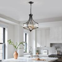 Lampe de plafond vintage noire minimaliste moderne, lustre en cristal rétro en fer pour salon, luminaire suspendu pour îlot de cuisine