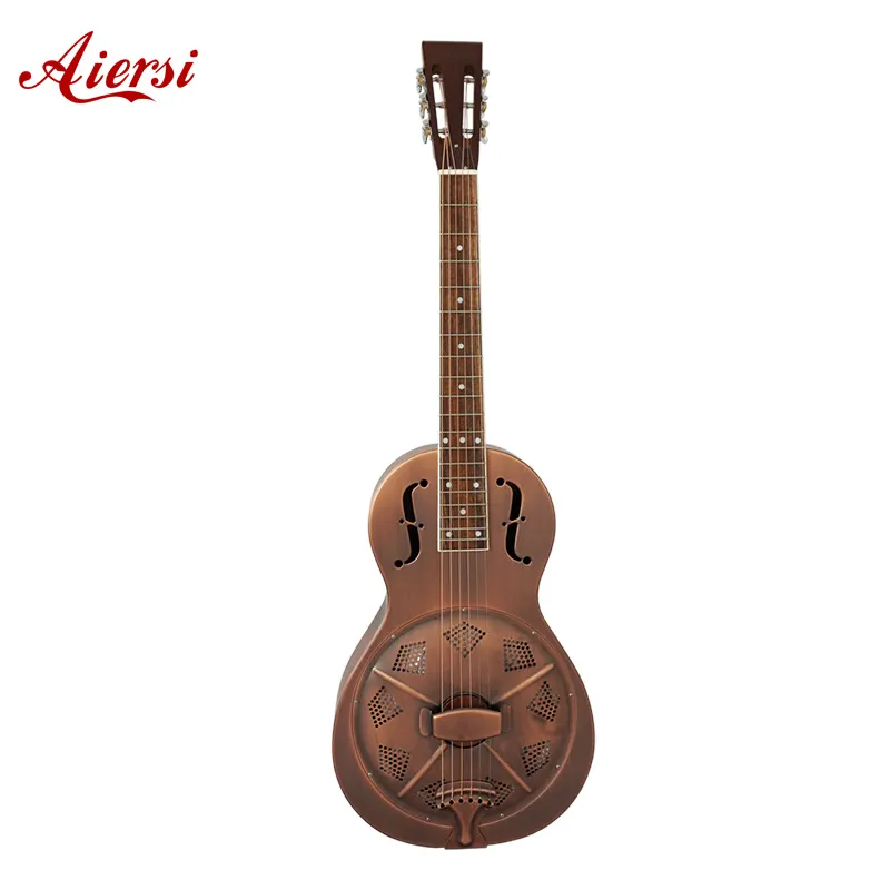 China made Aiersi brand Vintage Red Rust Brass Body Parlor Resonator Guitar Single Cone Biscult acoustic bluegrass instruments