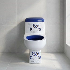 Toilette monobloc colorée de qualité supérieure avec ensemble de lavabo sur pied articles sanitaires en porcelaine salle de bain WC et lavabo combiné - Product Image 2