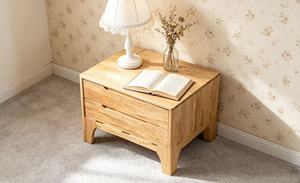 Premium Solid 2 <b>Drawer</b> Bedside Table, Minimalist Wooden Nightstand with Arched Legs for Bedroom - Product Image 2