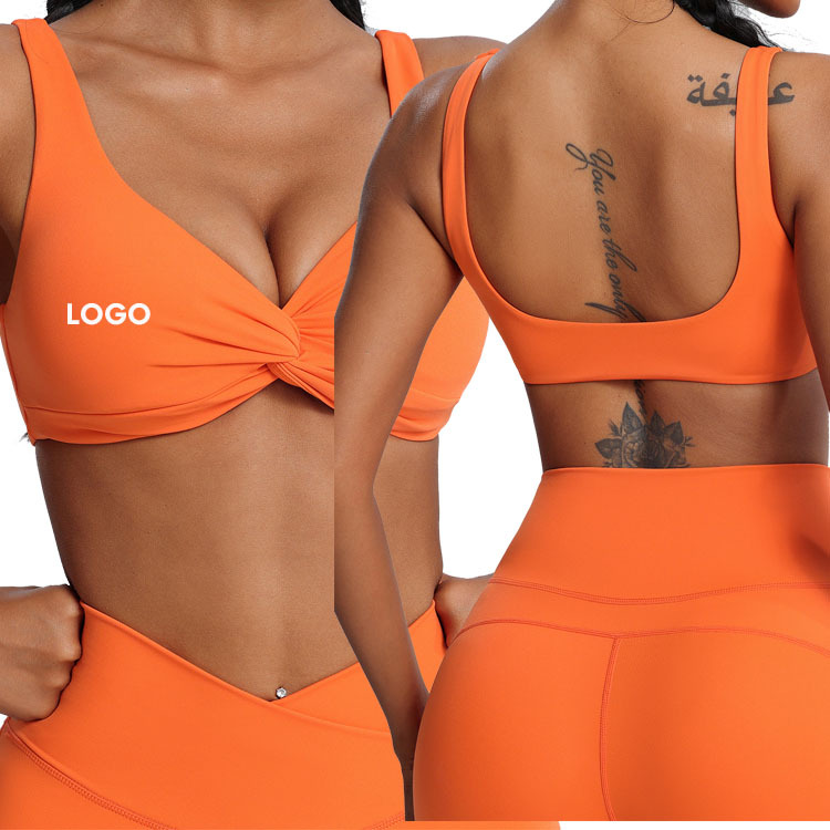 Lady Fitness Crop Tops Breathable Lightweight Four-Way Stretch High Support Yoga Bra Running Plus Size U-Neck Backless