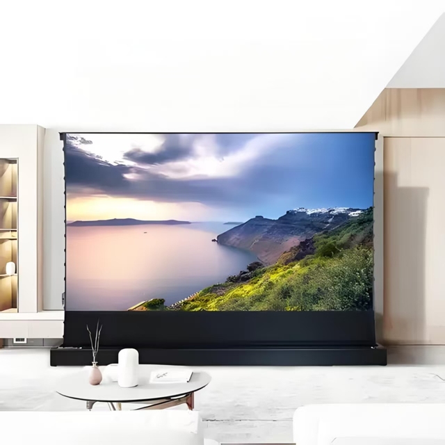 Factory Wholesale Motorized ALR Floor Rising Screen 180 Inch 16:9 Anti-Light Electric Projector Screen for Home Theater Meeting