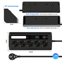 Multiprise de bureau transfrontalière avec ports USB européens, veilleuse et protection contre les surcharges, 3 ports USB