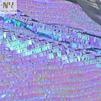 Tissu Nanyee Textile en forme de chemin de table, lavande, lilas, violet, irisé, à sequins, tricoté et brodé pour chaussures de mariage et filles