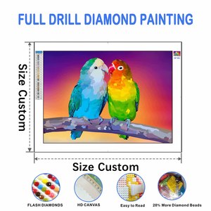 Kit Pittura Diamante 5D Classico con Punti Quadrati, Tessuto Stampato con Colla, Gufo, Uccelli, <span class=keywords><strong>Pappagallo</strong></span>, Fai da Te, per Adulti - Product Image 3